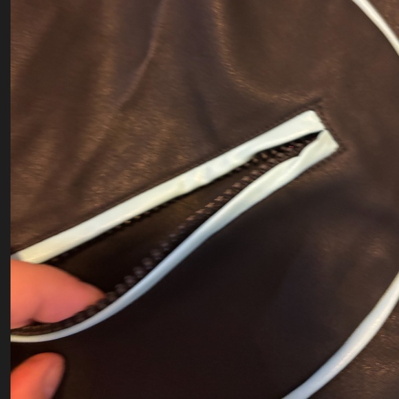 Daisy Street black blue and white faux leather colour block biker jacket NWT - Picture 4 of 13